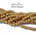 6mm Round, LONG STRAND/LINE 6MM  COLOR GLASS PEARL BEADS FOR JEWELRY MAKING (long String approx 32 Inches long) Approx 144 beads