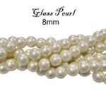8mm Round, GLASS PEARL ROUND BEAD STRANDS HIGH QUALITY TRIPLE QUOTED , APPROX 114 PCS, (Long STRANDS LINE) APPROX 32 INCHES