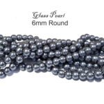 6mm Round, LONG STRAND/LINE 6MM  COLOR GLASS PEARL BEADS FOR JEWELRY MAKING (long String approx 32 Inches long) Approx 144 beads