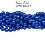 6mm Round, LONG STRAND/LINE 6MM  COLOR GLASS PEARL BEADS FOR JEWELRY MAKING (long String approx 32 Inches long) Approx 144 beads