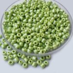 Qty 50gram pkg. Lime Green Opaque AB Finish Glass Seed Beads, 3mm Glass Seed Beads, Glass Beading Supplies,