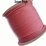10 Meters Pkg. Round Cotton threads cords for jewelry making in size about 3mm Pink Color