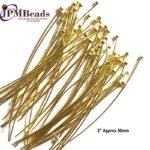 50/Grams Pkg. Head Pins Essential Jewelry earring making Findings Raw Materials 50mm 22 Gauge Wire Gold