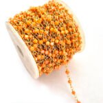 1 Meter Pkg. Beaded Chain Orange color AB 4mm glass crystal beads Faceted Rondelle with Gold plated wire