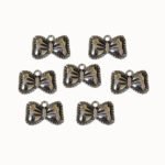 10pcs Bow charms for jewelry making, silver oxidized, size about 18x12mm