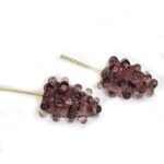 10pcs Pkg. glass handmade fruit charms Purple color in size about 12x18mm with golden wire loop
