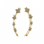 Gold Plated Crystal Floral Ear Cuff Earrings