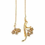 Gold Plated Crystal Stone Inlay Brooch Pin – Elegant Saree & Outfit Accessory