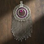 Antique Silver Tribal Afghan Pendant Replica – Vintage Ethnic Statement Jewelry large pendant in size about