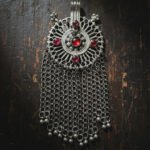Antique Silver Tribal Afghan Pendant Replica – Vintage Ethnic Statement Jewelry large pendant in size about