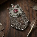 Antique Silver Tribal Afghan Pendant Replica – Vintage Ethnic Statement Jewelry large pendant in size about