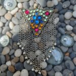 Antique Silver Tribal Afghan Pendant Replica – Vintage Ethnic Statement Jewelry large pendant in size about