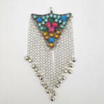 Antique Silver Tribal Afghan Pendant Replica – Vintage Ethnic Statement Jewelry large pendant in size about