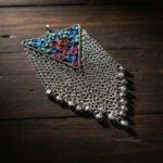 Antique Silver Tribal Afghan Pendant Replica – Vintage Ethnic Statement Jewelry large pendant in size about