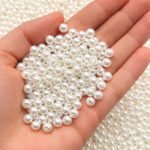 500 Grams Pack, 6mm Off White Acrylic Plastic Pearl Beads – Flux Finish Round Pearls for Jewellery Making (500 Gram Pack)