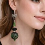 Artistic Handmade Lampwork Glass Beads Earrings – Designer  Silver Dangle Statement Jewelry for Women