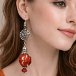 Artistic Handmade Lampwork Glass Beads Earrings – Designer  Silver Dangle Statement Jewelry for Women