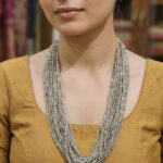 Silver Grayish Multi-Strand Seed Bead Necklace | Layered Glass Bead Statement Necklace | Handmade Boho Ethnic Jewelry for Women