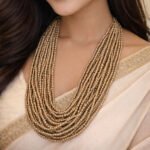 Matte Gold Multi-Strand Seed Bead Necklace | Layered Glass Bead Statement Necklace | Handmade Boho Ethnic Jewelry for Women