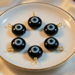 Black Evil Eye Glass Charms 18x22mm – Large Nazar Protection Beads with Loop for Jewelry Making (Pack of 10)