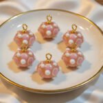 10pcs Pack, Lampwork Glass Polka Dot Charm with Gold Loop | Handmade Round Glass Pendant Bead | Cute Lampwork Bead for DIY Jewelry Making