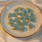 Flower Shape Glass Beads 8mm – Light Blue Faceted Charms with Loop for Jewelry Making (Pack of 25)