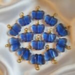 Butterfly Shape Glass Charms 20mm – Blue Frosted Glass Pendants with Loop for Jewelry Making (Pack of 10)