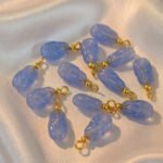 Leaf Shape Glass Beads 9x20mm – Blue Semi Opaque Drop Charms with Loop for Jewelry Making (Pack of 20)