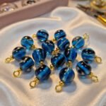 Glass Evil Eye Beads 10mm – Blue Round Eye Charms with Loop for Jewelry Making (Pack of 10)