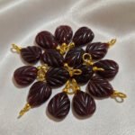 Leaf Shape Glass Beads 13x24mm – Brown Carved Leaf Charms with Loop for Jewelry Making (Pack of 20)