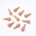 40pcs crystal opaque drop charms, Peach color faceted, size approx 6x14mm (with loop)