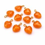 100 Pcs Acrylic Plastic Charms for Jewelry Making – Lightweight Colorful DIY Craft Charms, size 14x21mm, Orange Heart