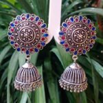 Oxidized  Multicolor Stone Traditional Jhumka Earrings | Boho Tribal Ethnic Earrings for Women
