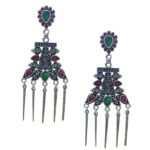 Oxidized  Multicolor Stone Traditional Jhumka Earrings | Boho Tribal Ethnic Earrings for Women