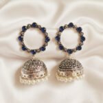 Oxidized  Multicolor Stone Traditional Jhumka Earrings | Boho Tribal Ethnic Earrings for Women