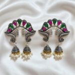 Oxidized  Multicolor Stone Traditional Jhumka Earrings | Boho Tribal Ethnic Earrings for Women
