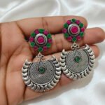 Oxidized  Multicolor Stone Traditional Jhumka Earrings | Boho Tribal Ethnic Earrings for Women