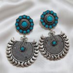 Oxidized  Multicolor Stone Traditional Jhumka Earrings | Boho Tribal Ethnic Earrings for Women