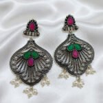 Oxidized  Multicolor Stone Traditional Jhumka Earrings | Boho Tribal Ethnic Earrings for Women