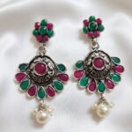 Oxidized  Multicolor Stone Traditional Jhumka Earrings | Boho Tribal Ethnic Earrings for Women