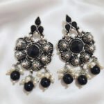 Oxidized  Multicolor Stone Traditional Jhumka Earrings | Boho Tribal Ethnic Earrings for Women