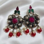 Oxidized  Multicolor Stone Traditional Jhumka Earrings | Boho Tribal Ethnic Earrings for Women