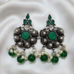 Oxidized  Multicolor Stone Traditional Jhumka Earrings | Boho Tribal Ethnic Earrings for Women