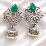 Oxidized  Multicolor Stone Traditional Jhumka Earrings | Boho Tribal Ethnic Earrings for Women