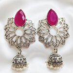 Oxidized  Multicolor Stone Traditional Jhumka Earrings | Boho Tribal Ethnic Earrings for Women