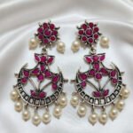 Oxidized  Multicolor Stone Traditional Jhumka Earrings | Boho Tribal Ethnic Earrings for Women