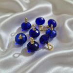 15pcs,Faceted Rondelle Cobalt Blue Glass Round Charms with  Gold Plated Findings, approx size 12x16mm