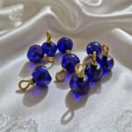 15pcs,Faceted Rondelle Cobalt Blue AB Glass Round Charms with  Gold Plated Findings, approx size 10x15mm