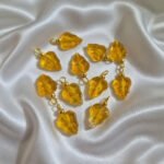 20pcs set, Amber Yellow Glass Leaf Charms ,Gold Plated Findings, size approx 10x16mm