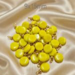 100pcs pack, Yellow Flat 9mm size, Glass Charms jewelry making finding